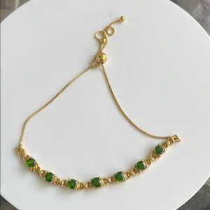 925 & Emerald adjustable bracelet